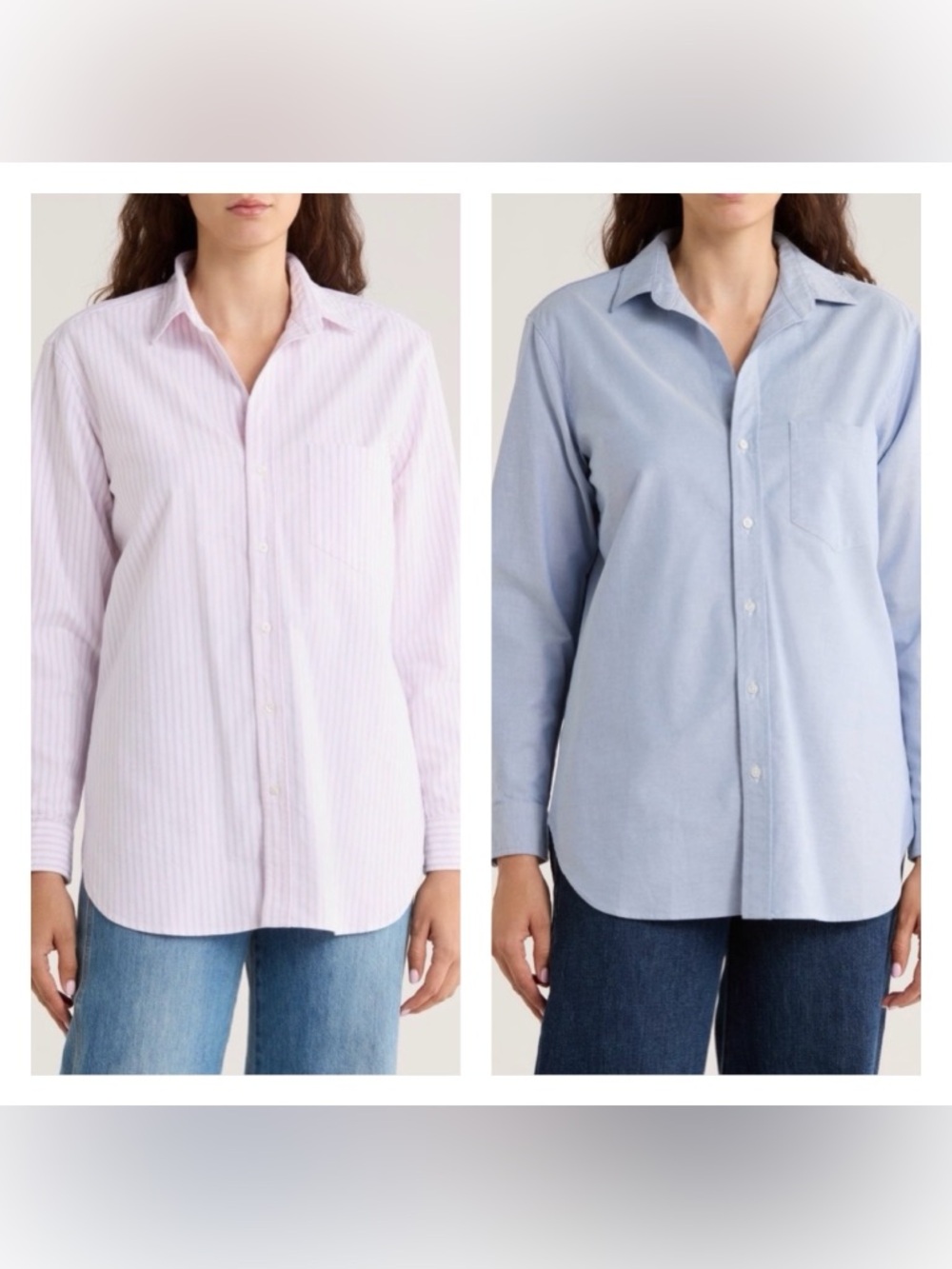 NWT Set of 2 Frank & Eileen Joedy Boyfriend Cotton Button-Up Shirt